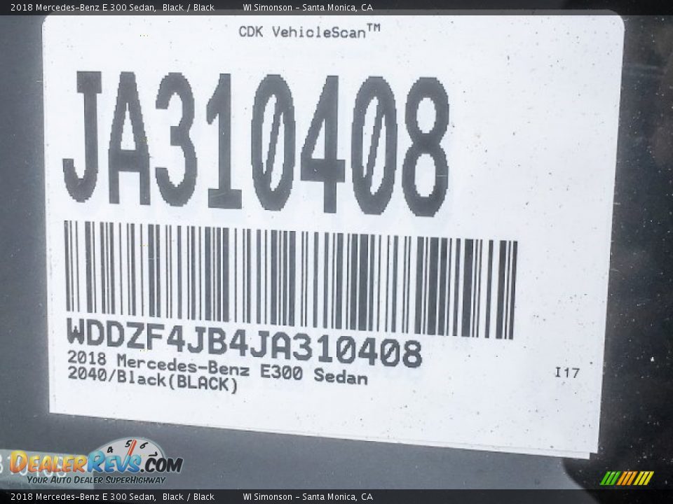 2018 Mercedes-Benz E 300 Sedan Black / Black Photo #10