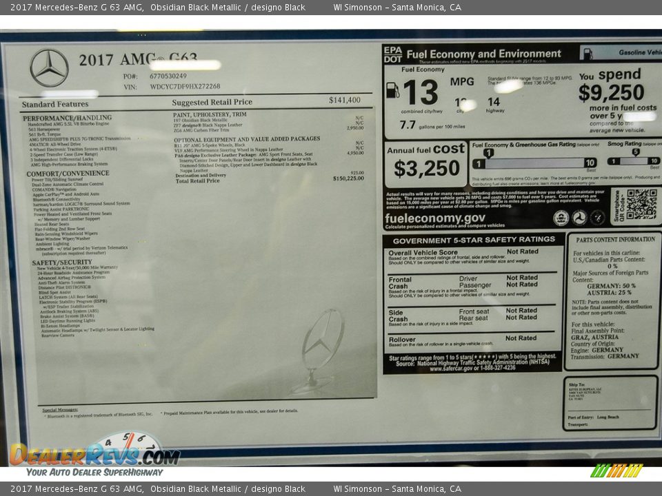 2017 Mercedes-Benz G 63 AMG Obsidian Black Metallic / designo Black Photo #23