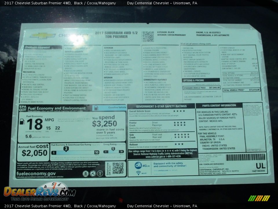 2017 Chevrolet Suburban Premier 4WD Black / Cocoa/Mahogany Photo #4