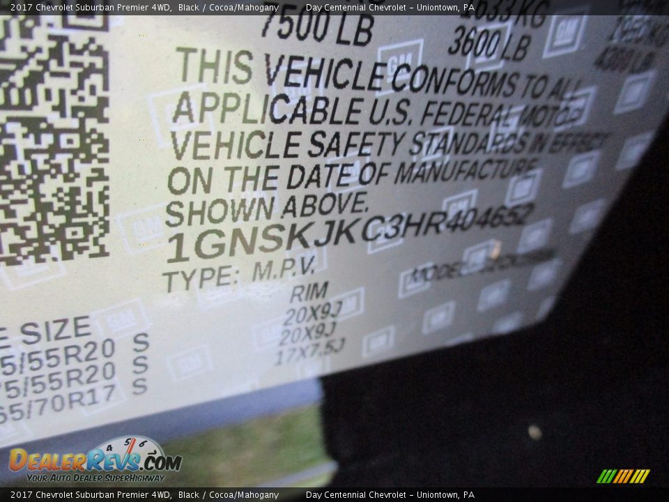 2017 Chevrolet Suburban Premier 4WD Black / Cocoa/Mahogany Photo #24
