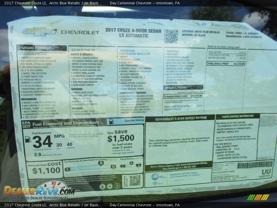 2017 Chevrolet Cruze LS Arctic Blue Metallic / Jet Black Photo #3