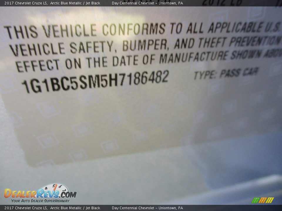 2017 Chevrolet Cruze LS Arctic Blue Metallic / Jet Black Photo #9