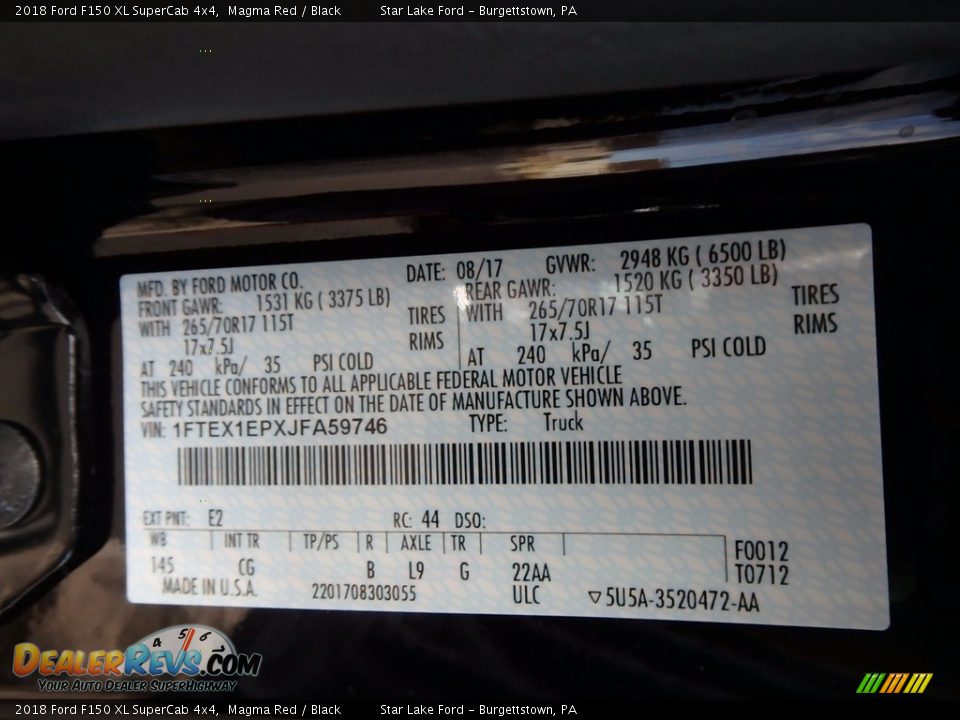 2018 Ford F150 XL SuperCab 4x4 Magma Red / Black Photo #13