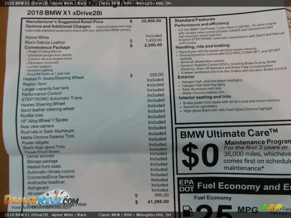 2018 BMW X1 xDrive28i Window Sticker Photo #6