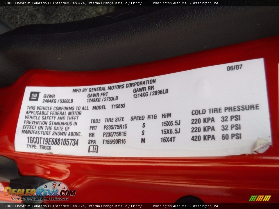 2008 Chevrolet Colorado LT Extended Cab 4x4 Inferno Orange Metallic / Ebony Photo #26