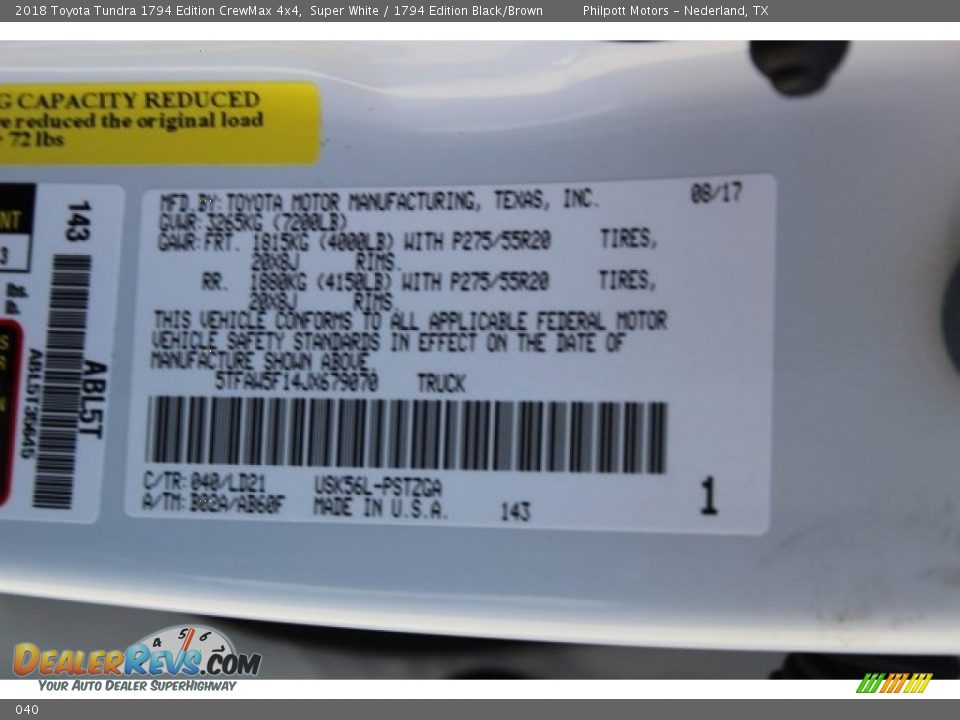 Toyota Color Code 040 Super White