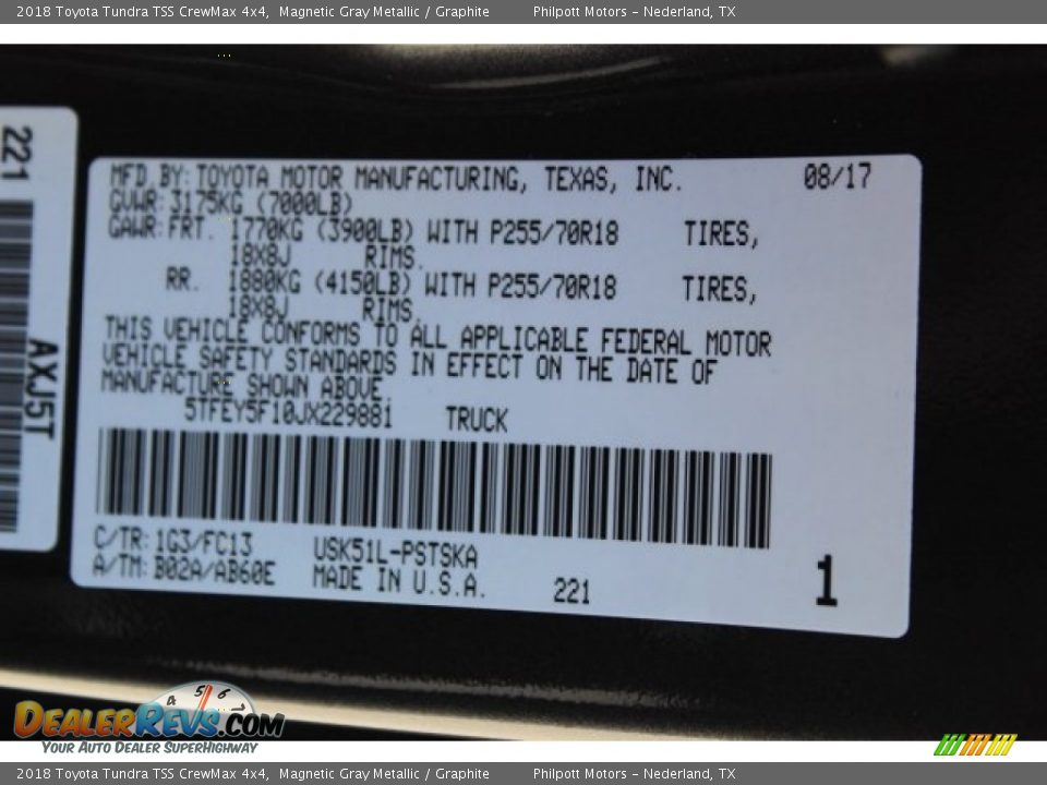 2018 Toyota Tundra TSS CrewMax 4x4 Magnetic Gray Metallic / Graphite Photo #28