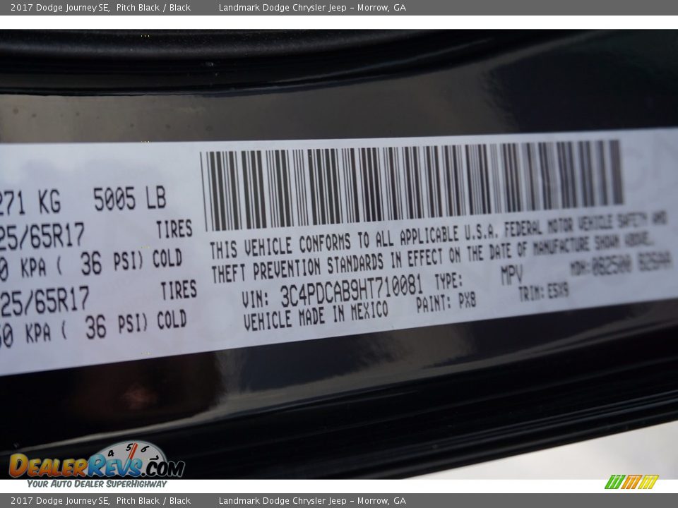 2017 Dodge Journey SE Pitch Black / Black Photo #9