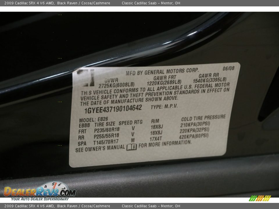 2009 Cadillac SRX 4 V6 AWD Black Raven / Cocoa/Cashmere Photo #24