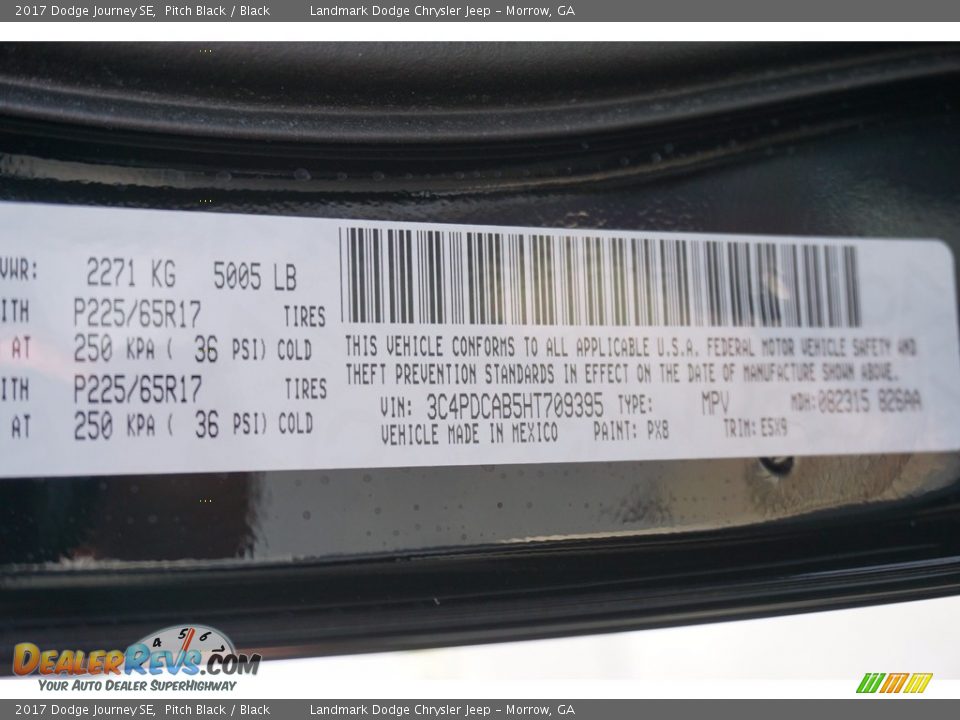 2017 Dodge Journey SE Pitch Black / Black Photo #9