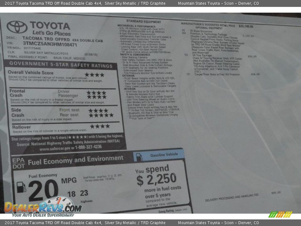 2017 Toyota Tacoma TRD Off Road Double Cab 4x4 Silver Sky Metallic / TRD Graphite Photo #10