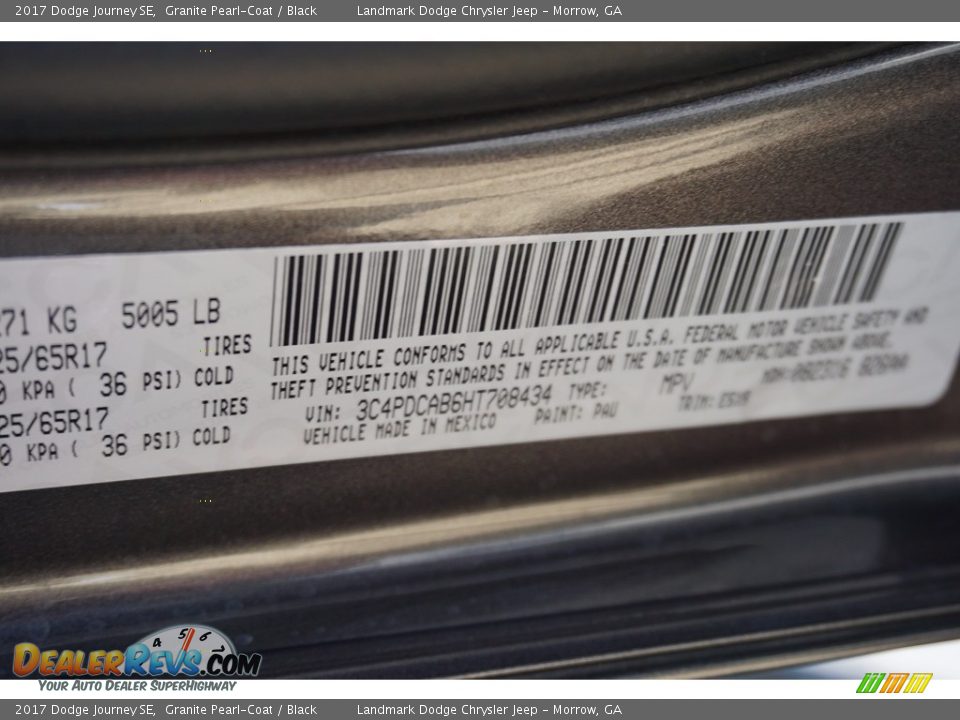 2017 Dodge Journey SE Granite Pearl-Coat / Black Photo #9