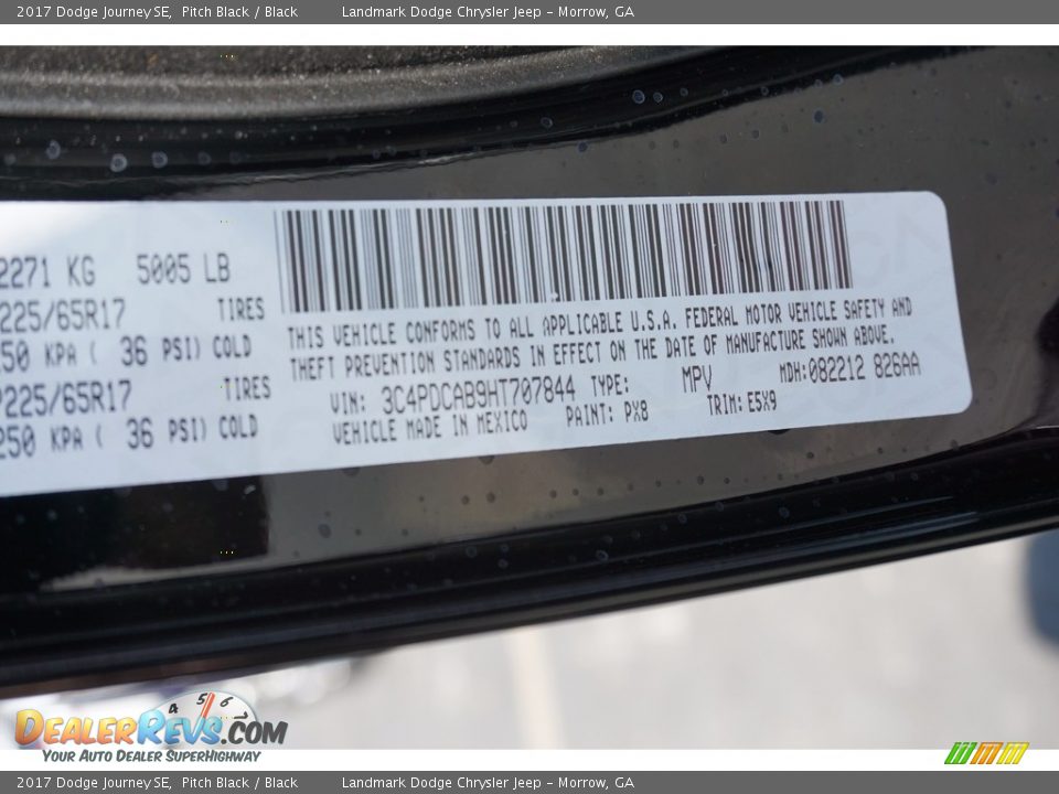 2017 Dodge Journey SE Pitch Black / Black Photo #9