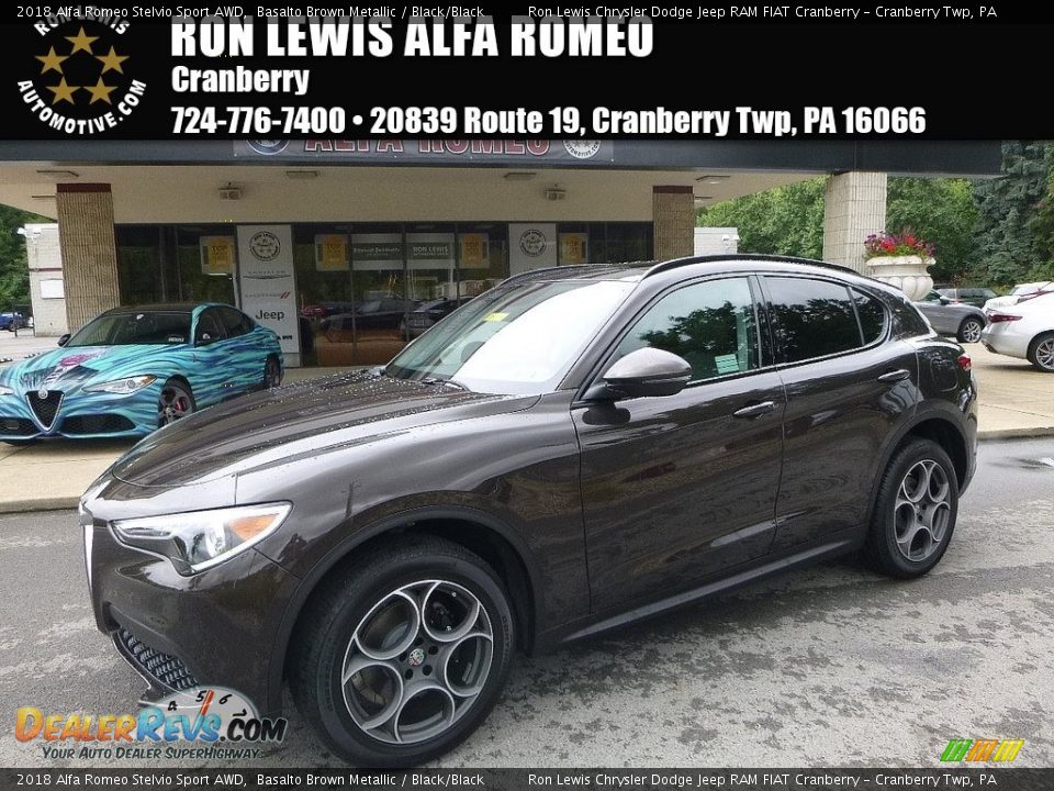 2018 Alfa Romeo Stelvio Sport AWD Basalto Brown Metallic / Black/Black Photo #1