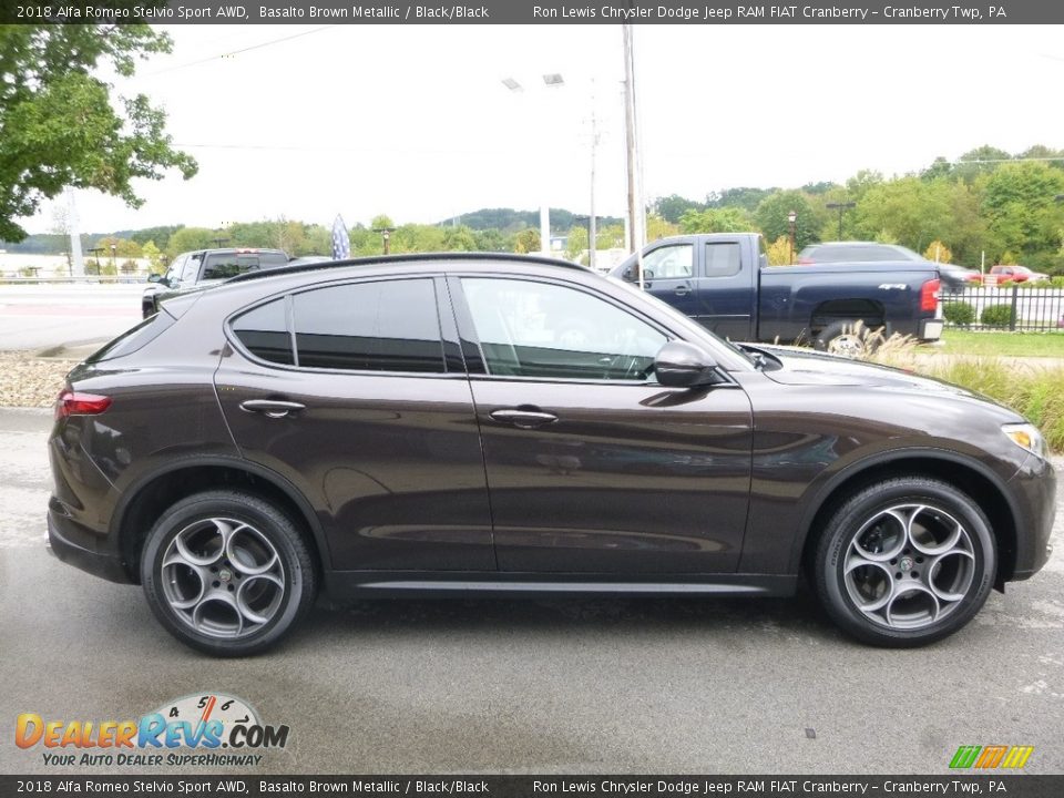 2018 Alfa Romeo Stelvio Sport AWD Basalto Brown Metallic / Black/Black Photo #9