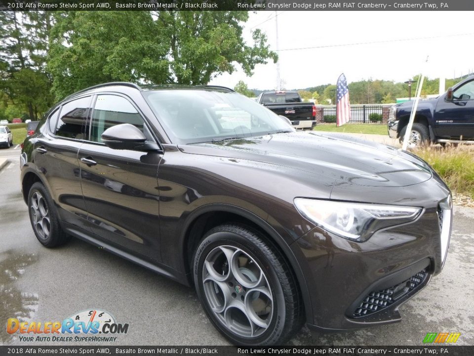2018 Alfa Romeo Stelvio Sport AWD Basalto Brown Metallic / Black/Black Photo #10