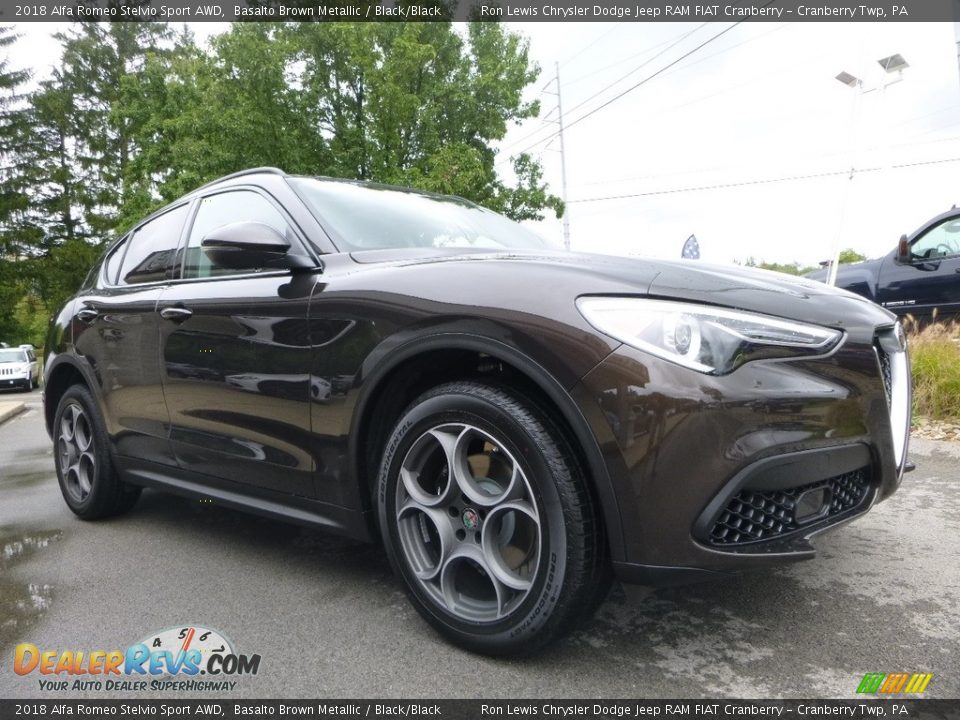 2018 Alfa Romeo Stelvio Sport AWD Basalto Brown Metallic / Black/Black Photo #11