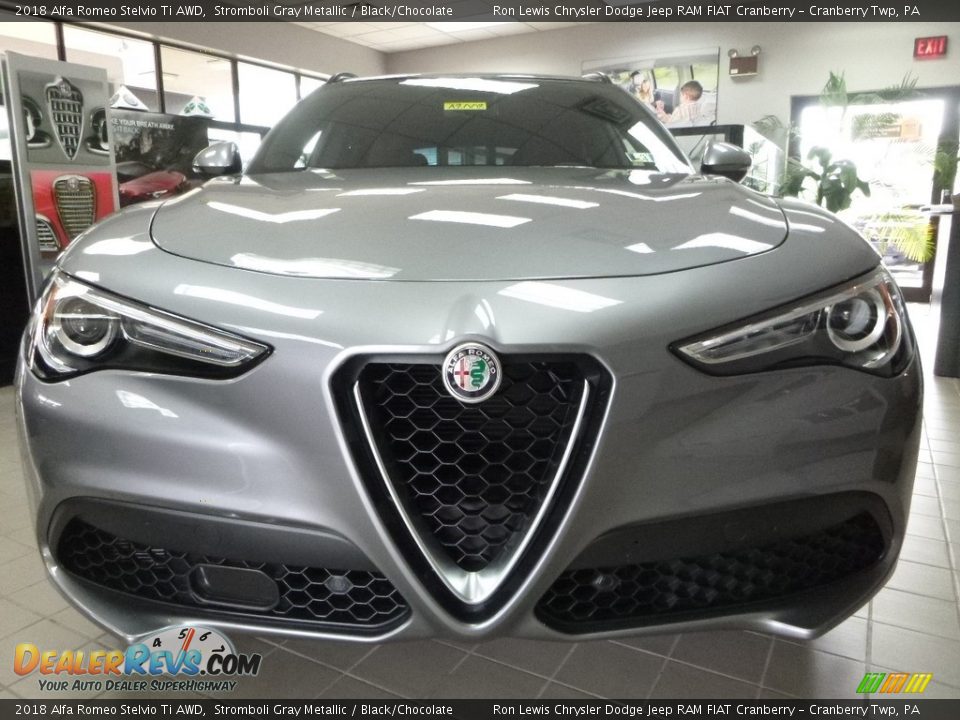 2018 Alfa Romeo Stelvio Ti AWD Stromboli Gray Metallic / Black/Chocolate Photo #11