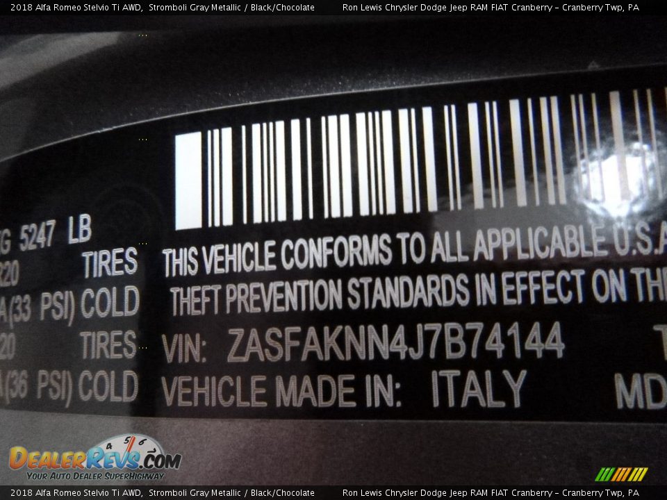 2018 Alfa Romeo Stelvio Ti AWD Stromboli Gray Metallic / Black/Chocolate Photo #19