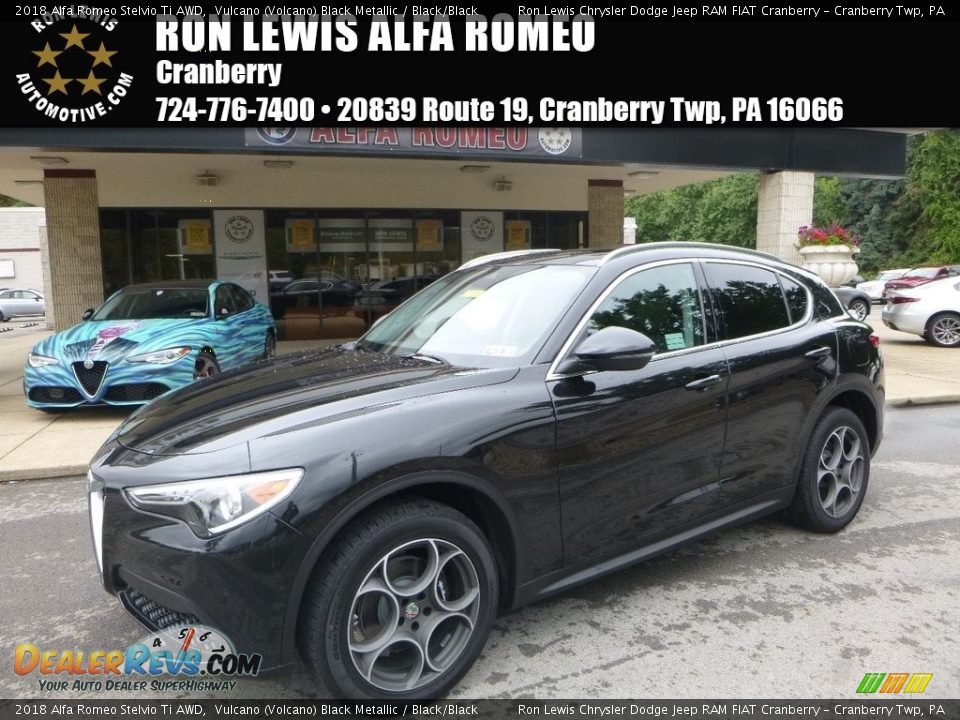 2018 Alfa Romeo Stelvio Ti AWD Vulcano (Volcano) Black Metallic / Black/Black Photo #1