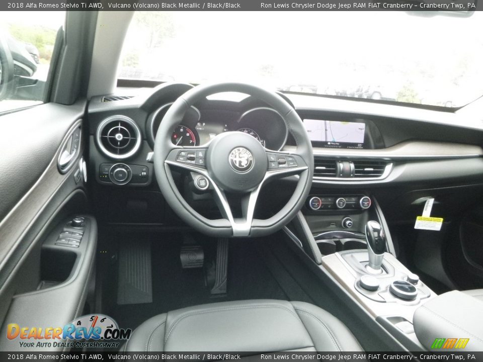 2018 Alfa Romeo Stelvio Ti AWD Vulcano (Volcano) Black Metallic / Black/Black Photo #15