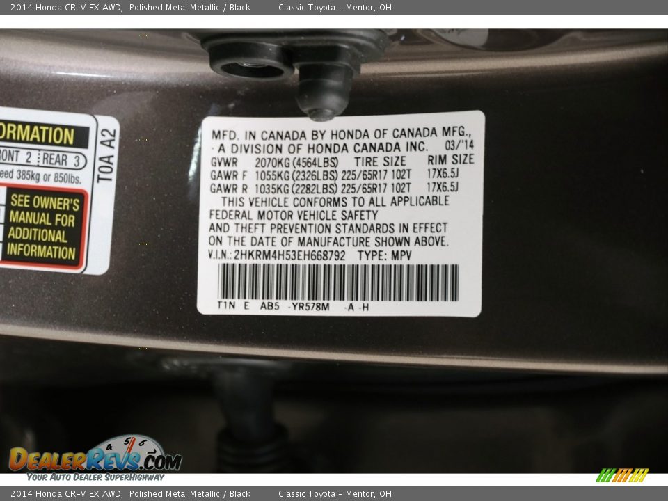 2014 Honda CR-V EX AWD Polished Metal Metallic / Black Photo #19