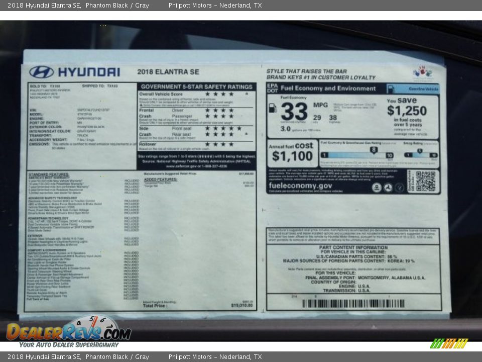 2018 Hyundai Elantra SE Phantom Black / Gray Photo #5