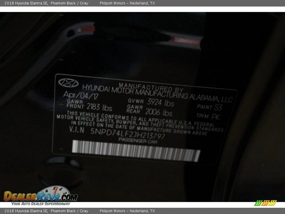 2018 Hyundai Elantra SE Phantom Black / Gray Photo #25