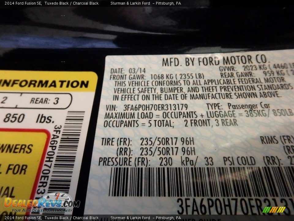 2014 Ford Fusion SE Tuxedo Black / Charcoal Black Photo #11