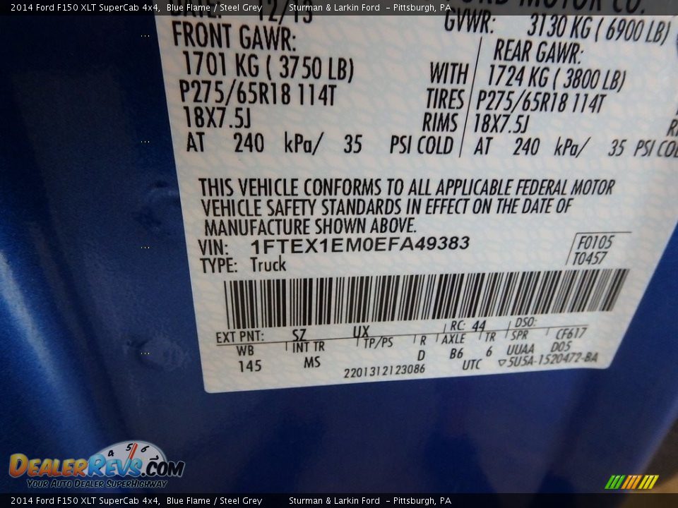 2014 Ford F150 XLT SuperCab 4x4 Blue Flame / Steel Grey Photo #11