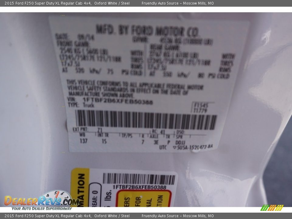 2015 Ford F250 Super Duty XL Regular Cab 4x4 Oxford White / Steel Photo #30