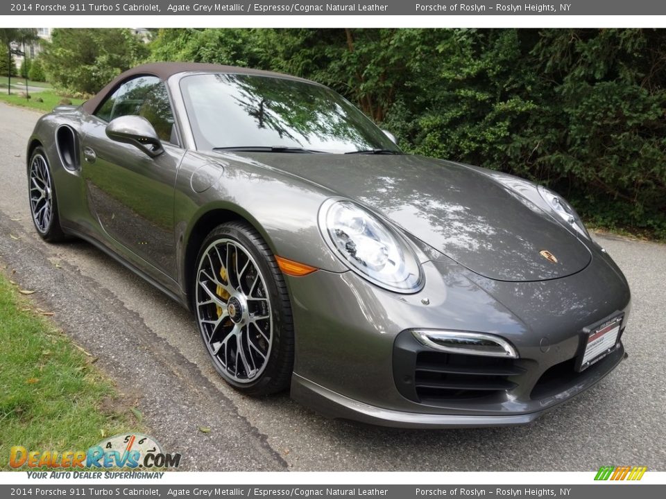 2014 Porsche 911 Turbo S Cabriolet Agate Grey Metallic / Espresso/Cognac Natural Leather Photo #9