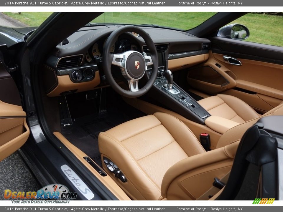Espresso/Cognac Natural Leather Interior - 2014 Porsche 911 Turbo S Cabriolet Photo #11