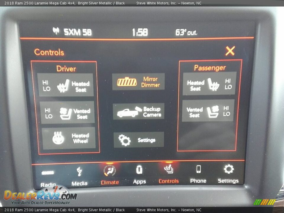 Controls of 2018 Ram 2500 Laramie Mega Cab 4x4 Photo #25