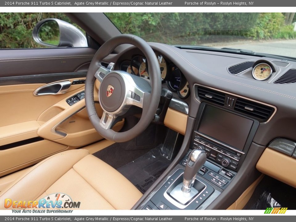 2014 Porsche 911 Turbo S Cabriolet Agate Grey Metallic / Espresso/Cognac Natural Leather Photo #18
