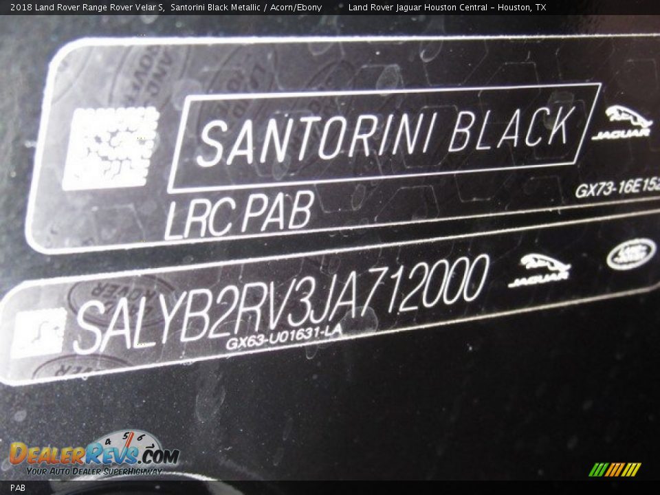 Land Rover Color Code PAB Santorini Black Metallic