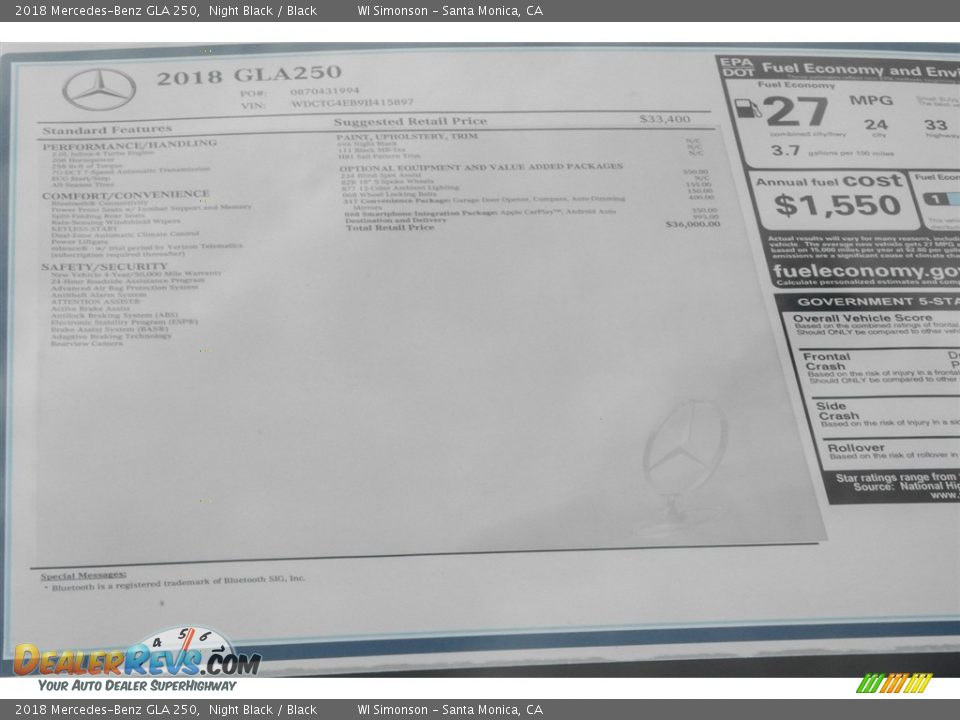 2018 Mercedes-Benz GLA 250 Night Black / Black Photo #11