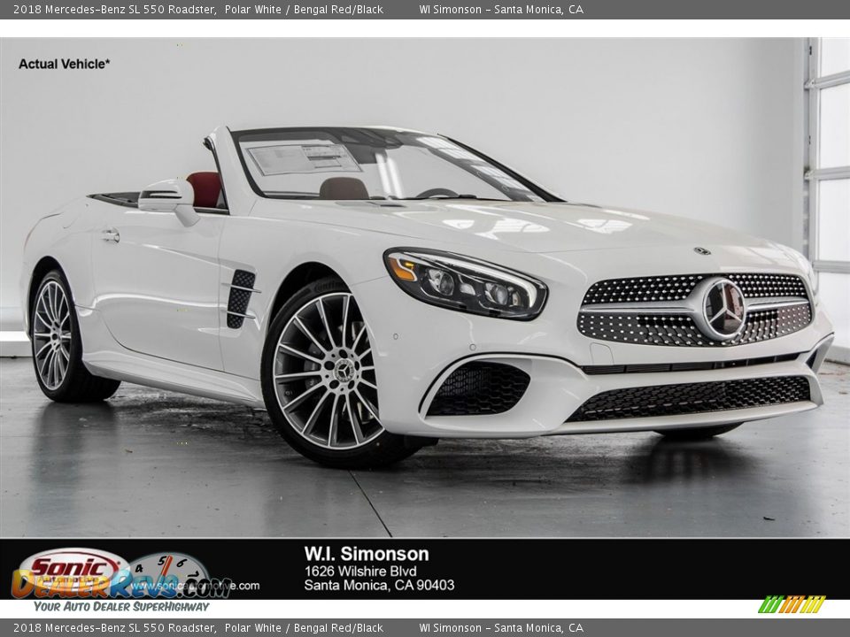 2018 Mercedes-Benz SL 550 Roadster Polar White / Bengal Red/Black Photo #1