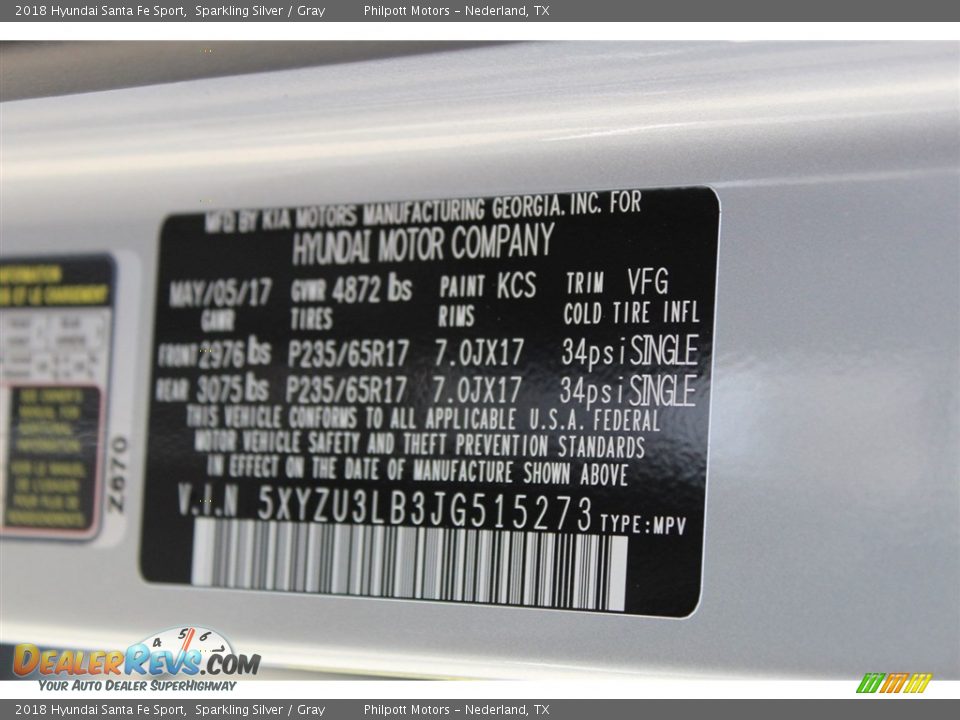 2018 Hyundai Santa Fe Sport Sparkling Silver / Gray Photo #28