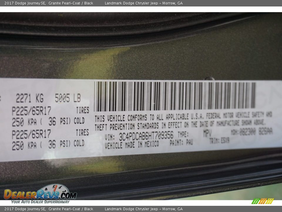 2017 Dodge Journey SE Granite Pearl-Coat / Black Photo #9