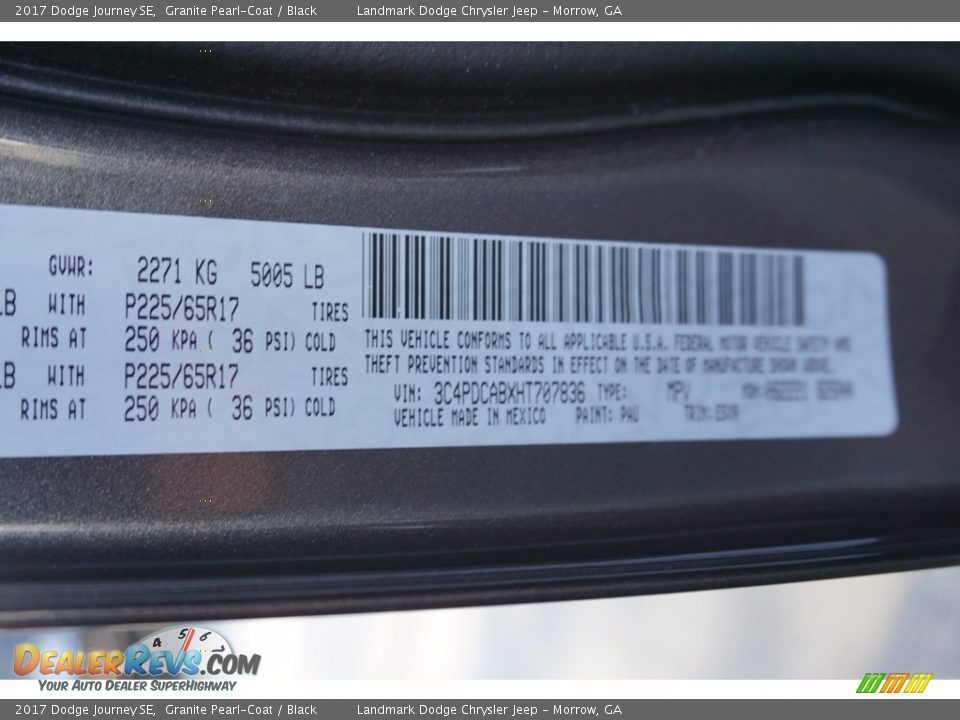 2017 Dodge Journey SE Granite Pearl-Coat / Black Photo #9