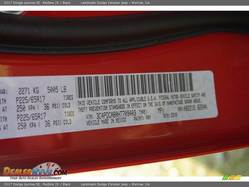2017 Dodge Journey SE Redline 2K / Black Photo #7