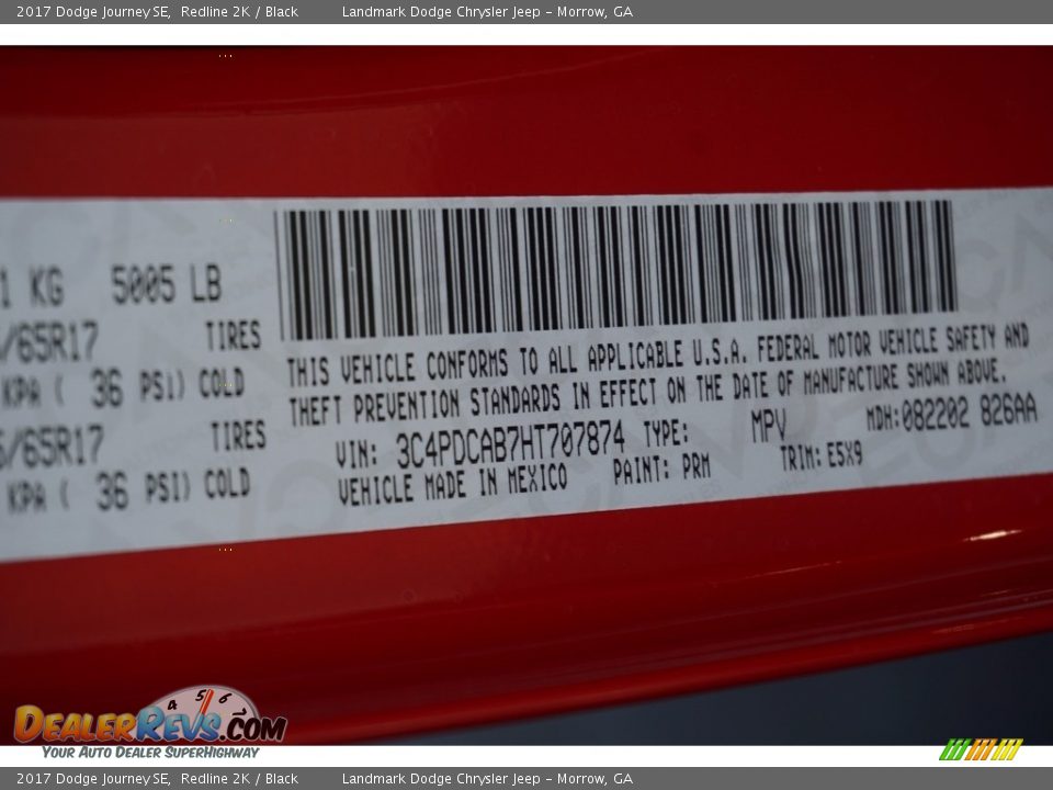2017 Dodge Journey SE Redline 2K / Black Photo #7