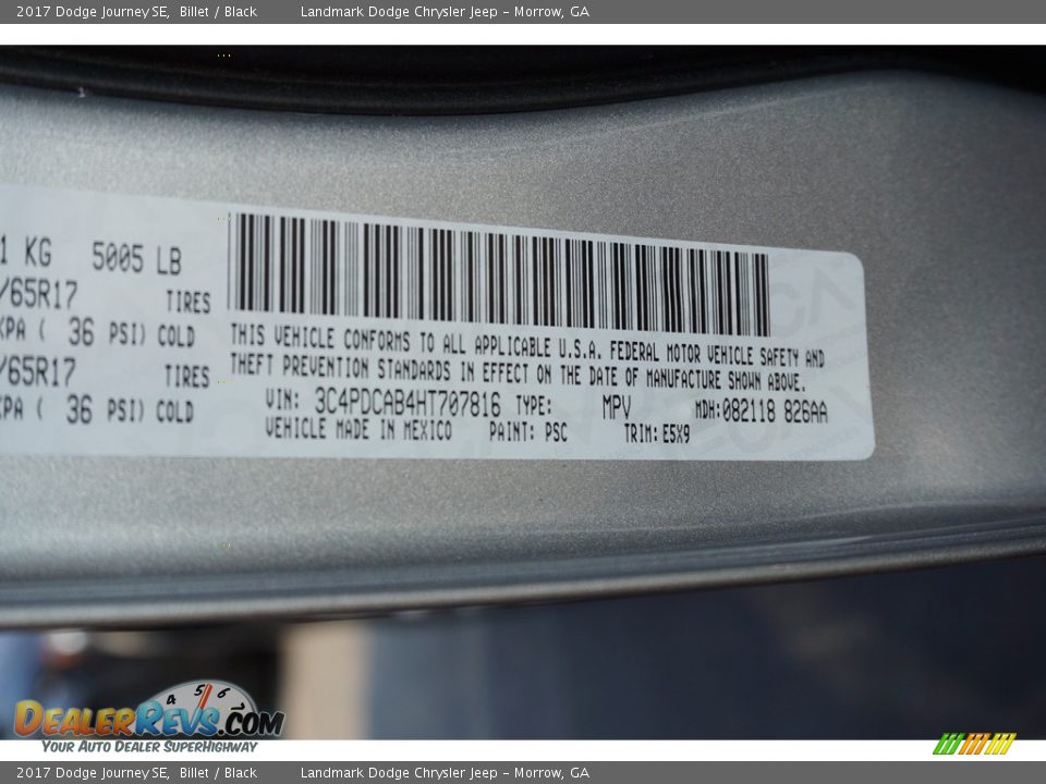 2017 Dodge Journey SE Billet / Black Photo #9