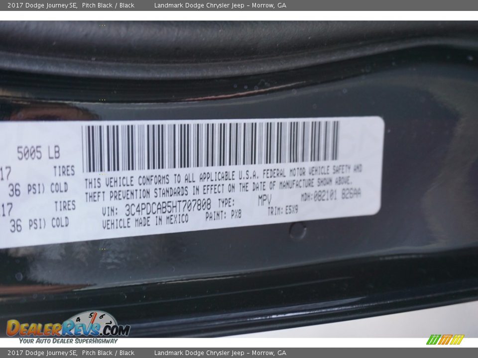 2017 Dodge Journey SE Pitch Black / Black Photo #9