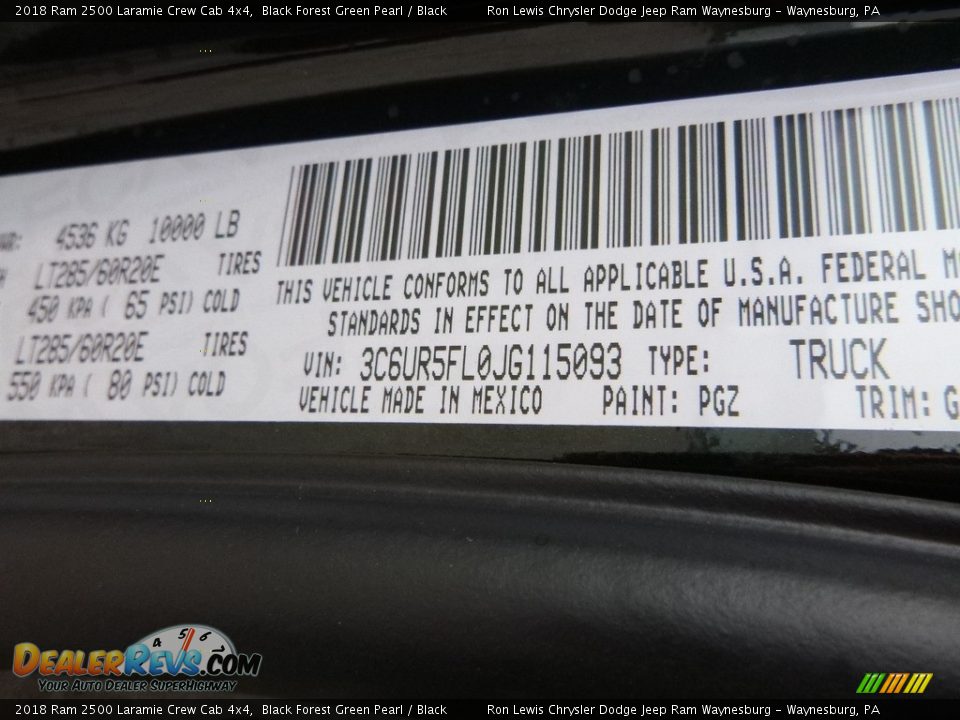 2018 Ram 2500 Laramie Crew Cab 4x4 Black Forest Green Pearl / Black Photo #16