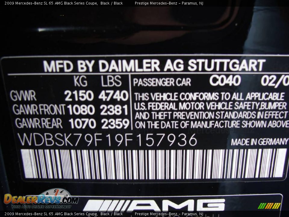 2009 Mercedes-Benz SL 65 AMG Black Series Coupe Black / Black Photo #16