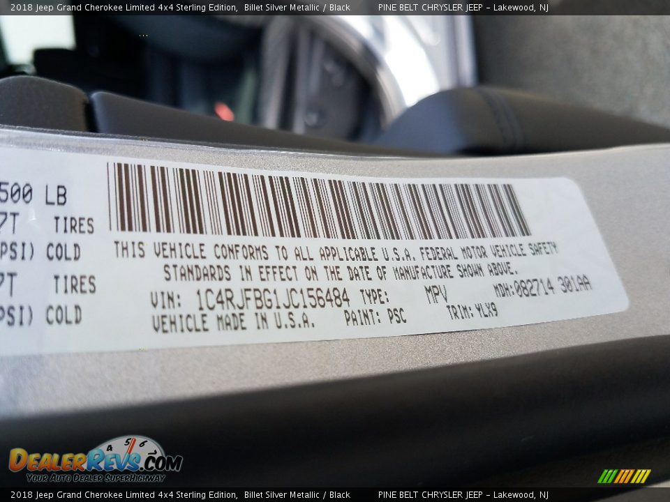 2018 Jeep Grand Cherokee Limited 4x4 Sterling Edition Billet Silver Metallic / Black Photo #9