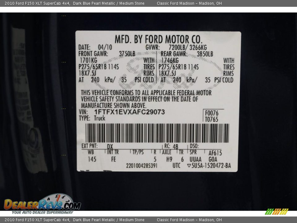 2010 Ford F150 XLT SuperCab 4x4 Dark Blue Pearl Metallic / Medium Stone Photo #14