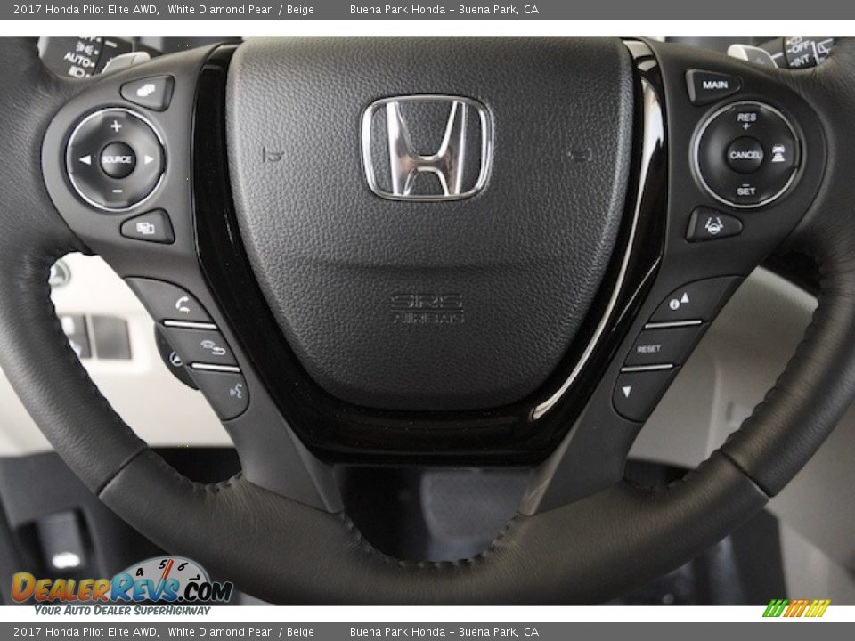 2017 Honda Pilot Elite AWD White Diamond Pearl / Beige Photo #9